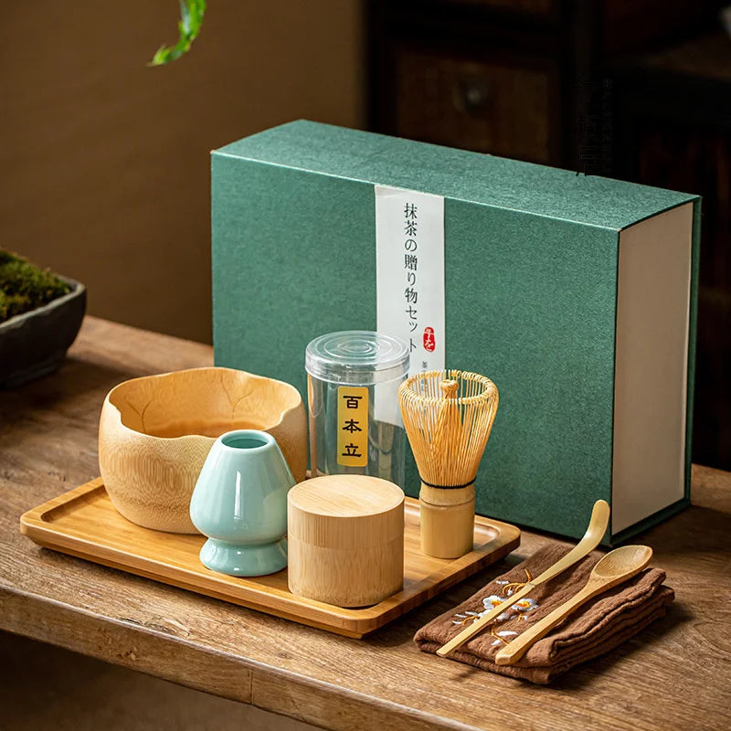 Bamboo matcha cooker, traditional cuisine with Japanese teacup