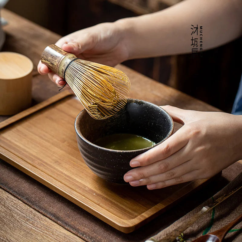 Bamboo matcha cooker, traditional cuisine with Japanese teacup