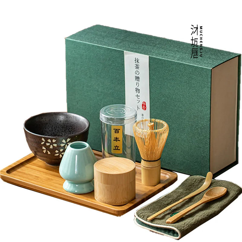 Bamboo matcha cooker, traditional cuisine with Japanese teacup